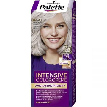 Vopsea de Par Permanenta - Schwarzkopf Palette Intensive Color Creme Long-Lasting Intensity Permanent, nuanta 9.5-21 Blond Argintiu Luminos