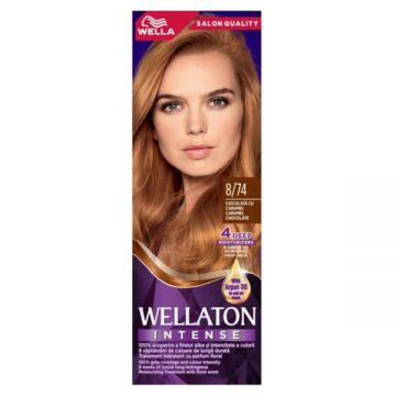 Vopsea Permanenta - Wella Wellaton Intense Color Cream, nuanta 8/74 Ciocolata cu Caramel