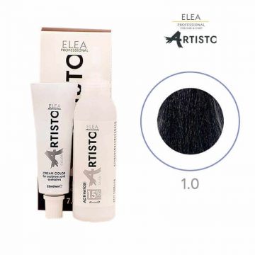 Vopsea crema pentru sprancene si gene Elea Professional Artisto Color, 1.0 Negru clasic