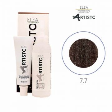 Vopsea crema pentru sprancene si gene Elea Professional Artisto Color, 7.7 Maro deschis