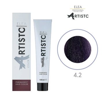 Vopsea permanenta pentru par Elea Professional Artisto Color, 4/2 Saten violet, 100 ml