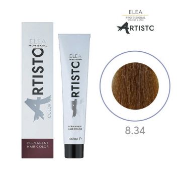 Vopsea permanenta pentru par Elea Professional Artisto Color, 8/34 Castaniu deschis auriu cupru, 100 ml