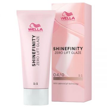 Vopsea translucida demipermanenta - Wella Professionals Shinefinity Zero Lift Glaze, nuanta 04/0 Natural Espresso (saten mediu natural), 60 ml