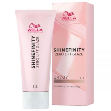 Vopsea translucida demipermanenta - Wella Professionals Shinefinity Zero Lift Glaze, nuanta 04/07 Bitter Chocolate 60 ml