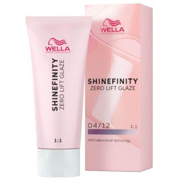 Vopsea translucida demipermanenta - Wella Professionals Shinefinity Zero Lift Glaze, nuanta 04/12 Cool Chia (saten mediu cenusiu), 60 ml