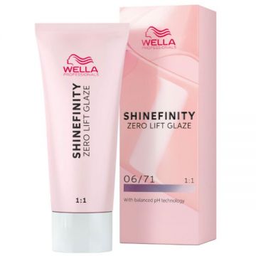 Vopsea translucida demipermanenta - Wella Professionals Shinefinity Zero Lift Glaze, nuanta 06/71 Frosted Chestnut (blond inchis saten cenusiu), 60 ml