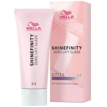 Vopsea translucida demipermanenta - Wella Professionals Shinefinity Zero Lift Glaze, nuanta 07/12 Cool Mushroom (blond mediu cenusiu mat), 60 ml