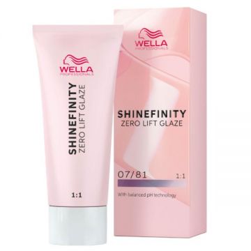 Vopsea translucida demipermanenta - Wella Professionals Shinefinity Zero Lift Glaze, nuanta 07/81 Smoky Opal (blond mediu cenusiu perlat), 60 ml