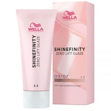 Vopsea translucida demipermanenta - Wella Professionals Shinefinity Zero Lift Glaze, nuanta 09/07 Beige Sand (blond foarte deschis natural), 60 ml