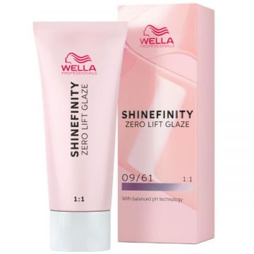 Vopsea translucida demipermanenta - Wella Professionals Shinefinity Zero Lift Glaze, nuanta 09/61 Iced Platinum (blond foarte deschis violet cenusiu), 60 ml