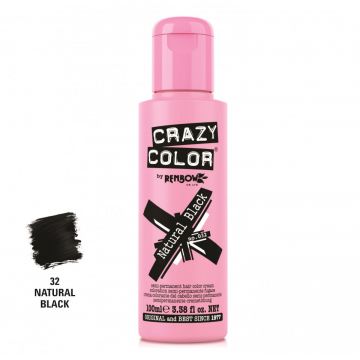 Crazy Color Vopsea semipermanenta 032 Natural Black 100ml