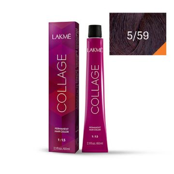 Lakme Collage Vopsea de par permanenta 5/59 saten deschis mahon rosu 60ml