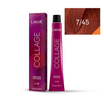 Lakme Collage Vopsea de par permanenta 7/45 blond mediu cupru mahon 60ml