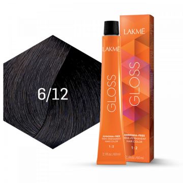 Lakme Gloss Vopsea de par demipermanenta fara amoniac blond inchis violet cenusa 6/12 60ml