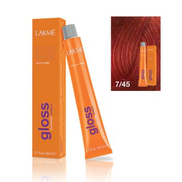 Lakme Gloss Vopsea de par demipermanenta fara amoniac blond mediu cupru mahon 7/45 60ml