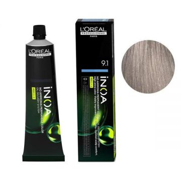 Vopsea de Par Demi-permanenta L'Oreal Professionnel Inoa 9.1 Very Light Ash Blonde, 60 ml