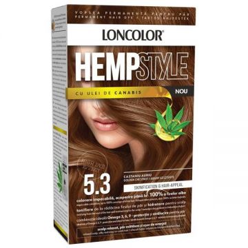 Vopsea Permanenta pentru Par Loncolor Expert HempStyle cu Ulei de Canabis, nuanta 5.3 castaniu auriu