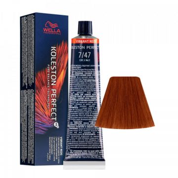 Wella Professionals Koleston Perfect - Vopsea de par profesionala permanenta blond mediu rosu castaniu 7/47 60ml