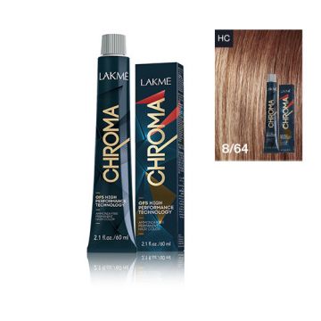 Lakme Chroma Vopsea de par permanenta fara amoniac blond deschis castaniu cupru 8/64 60ml