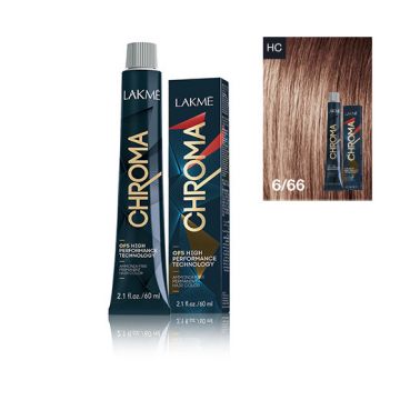 Lakme Chroma Vopsea de par permanenta fara amoniac blond inchis castaniu intens 6/66 60ml