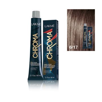 Lakme Chroma vopsea de par permanenta fara amoniac blond inchis cenusiu rece 6/17 60ml