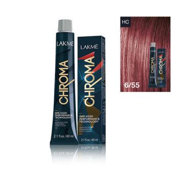 Lakme Chroma Vopsea de par permanenta fara amoniac blond inchis mahon intens 6/55 60ml