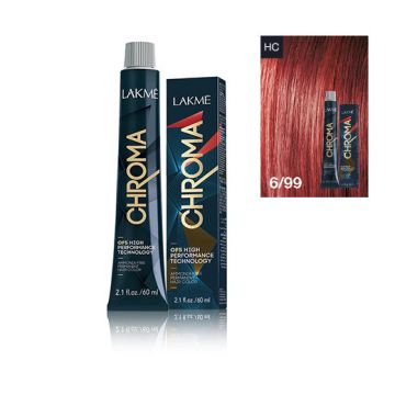 Lakme Chroma Vopsea de par permanenta fara amoniac blond inchis rosu intens 6/99 60ml