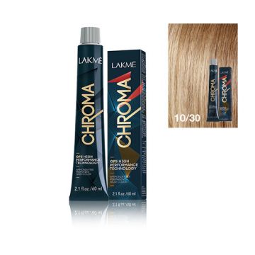 Lakme Chroma Vopsea de par permanenta fara amoniac blond platinat auriu 10/30 60ml