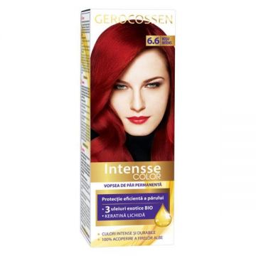 Vopsea de Par Permanenta Intensse Color, Nuanta Nr. 6.6 Rosu Intens, Gerocossen, 50 ml