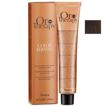 Vopsea Demi-permanenta Fanola Oro Therapy Color Keratin 6.14 Ciocolatiu Amarui, 100ml