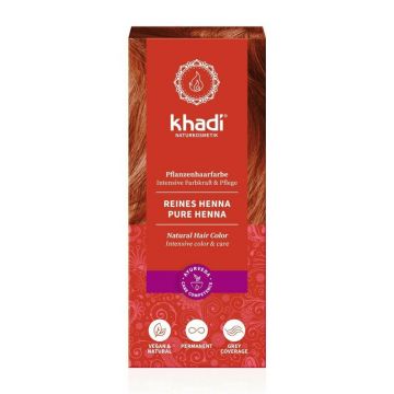 Henna naturala (Rosu) - vopsea de par naturala Khadi, 100gr