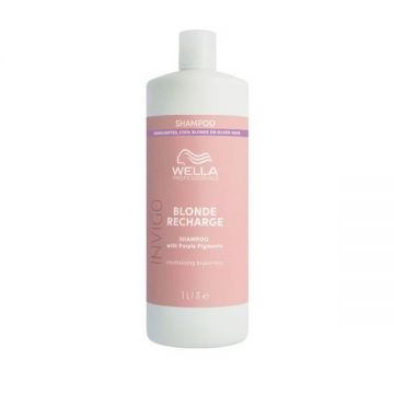 Sampon cu Pigment Violet pentru Neutralizarea Tonurilor de Galben - Wella Professionals Invigo Blonde Recharge, varianta 2023, 1000 ml