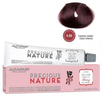 Vopsea Permanenta Fara Amoniac Alfaparf Milano Precious Nature (Concentratie: Vopsea permanenta, Gramaj: 60 ml, Culoare vopsea: 4.66 Castano Medio Rosso Intenso)