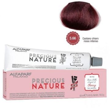 Vopsea Permanenta Fara Amoniac Alfaparf Milano Precious Nature (Concentratie: Vopsea permanenta, Gramaj: 60 ml, Culoare vopsea: 5.66 Castano Chiaro Rosso Intenso)