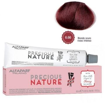 Vopsea Permanenta Fara Amoniac Alfaparf Milano Precious Nature (Concentratie: Vopsea permanenta, Gramaj: 60 ml, Culoare vopsea: 6.66 Biondo Scuro Rosso Intenso)