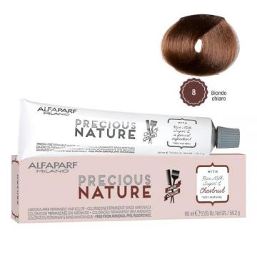 Vopsea Permanenta Fara Amoniac Alfaparf Milano Precious Nature (Concentratie: Vopsea permanenta, Gramaj: 60 ml, Culoare vopsea: 8 Biondo Chiaro)