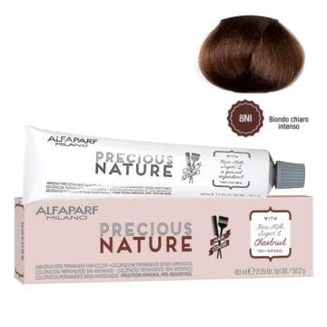 Vopsea Permanenta Fara Amoniac Alfaparf Milano Precious Nature (Concentratie: Vopsea permanenta, Gramaj: 60 ml, Culoare vopsea: 8 NI Biondo Chiaro Intenso)